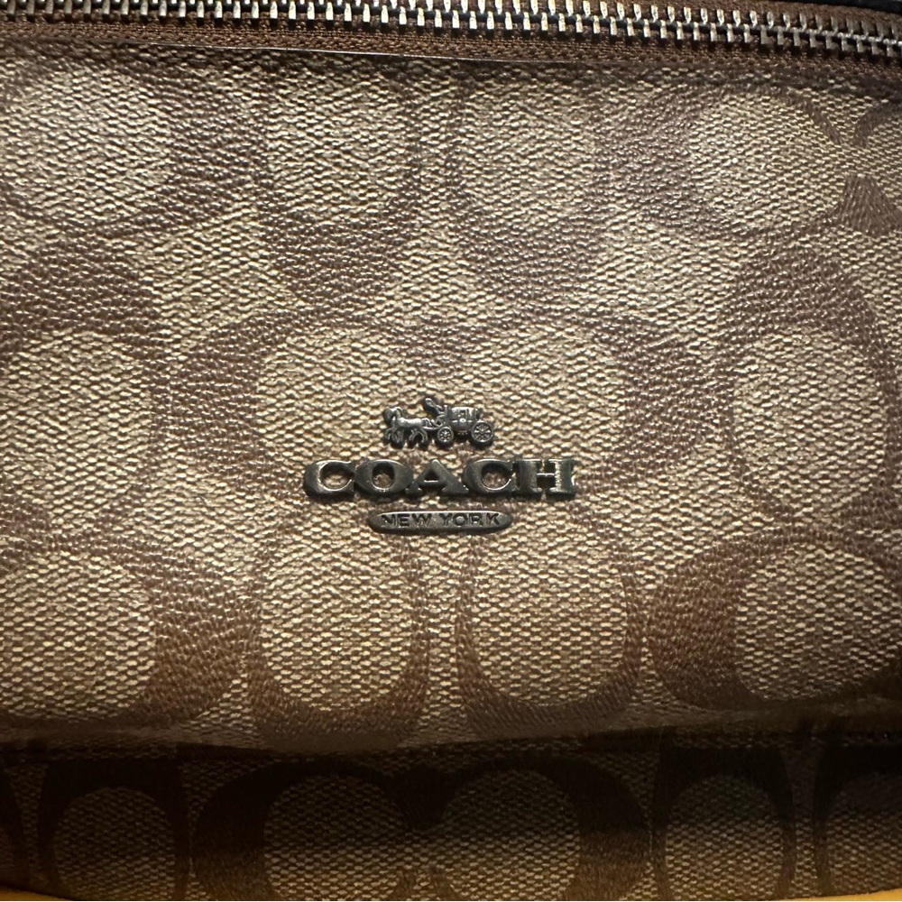 Coach Authentic Signature Brown and Yellow Leather Backpack - Picture 5 of 10